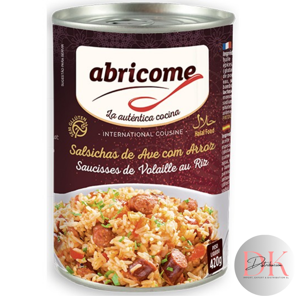 Lata halal salchicha ave con arroz