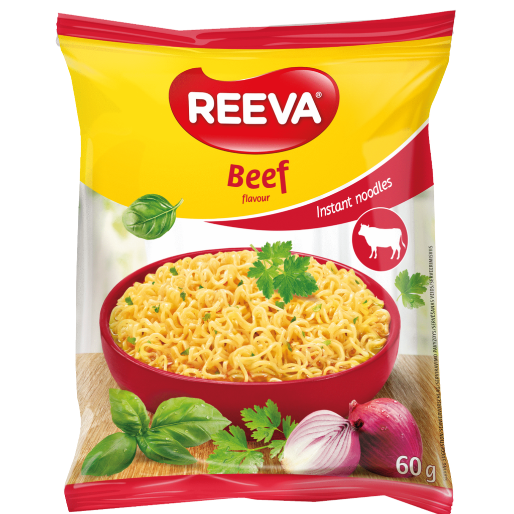 Fideos instantáneos con sabor a carne paquete 60 g REEVA