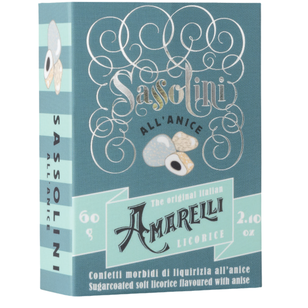 La Liquirizia Amareli- Sassolini All' Anice Regaliz azucarado sabor Anis 60g