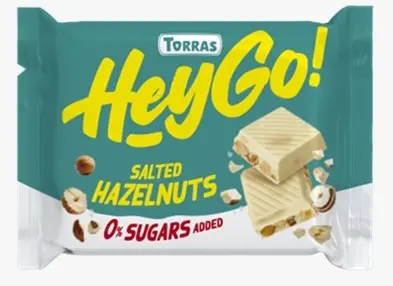 Hey Go- Choco blanco sin azúcar con Avellana y sal 60g
