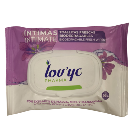 [TR010688] Lov'yc Pharma toallitas íntimas 20 u. Extracto de malva, miel y manzanilla.
