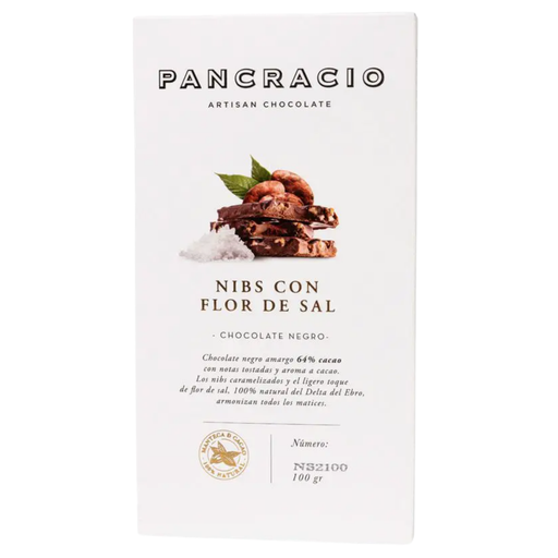 [PT07] Pancracio- Tableta Nibs con flor de sal- chocolate negro