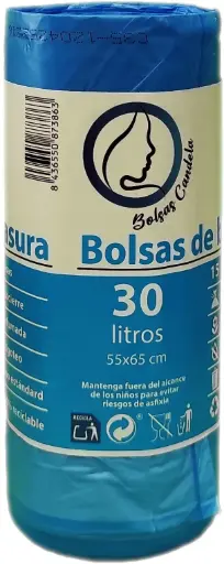 [R12153] Candela Bolsa de basura 30L 55x65 15u autocierre perfumado azul