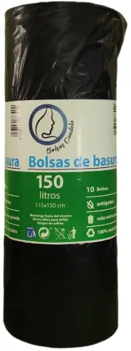 [R12165] Candela Bolsa de basura 150L 115x150 10u autocierre perfumado negro